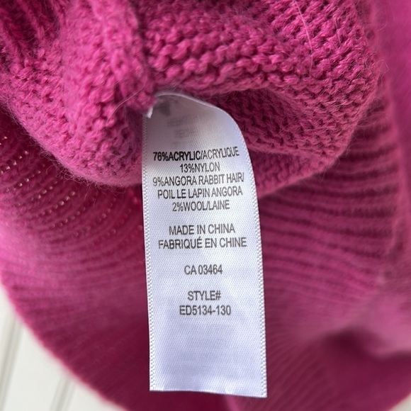RICKIS ANGORA RABBIT Wool Acrylic Blend Pink Knit Mock Neck Sweater Size Small - Picture 6 of 8